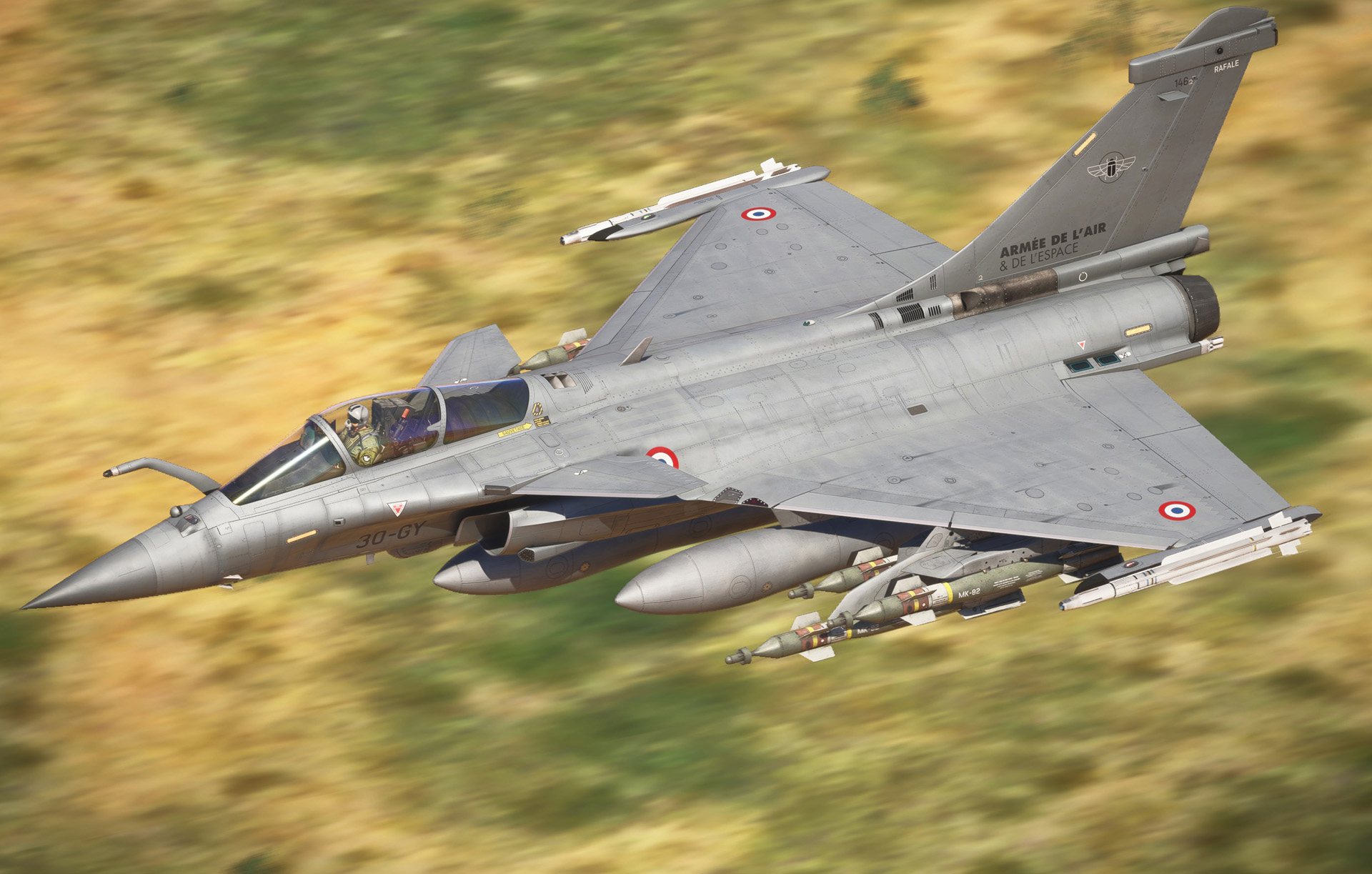 Rafale MSFS AzurPoly : armement et emports sous les ailes