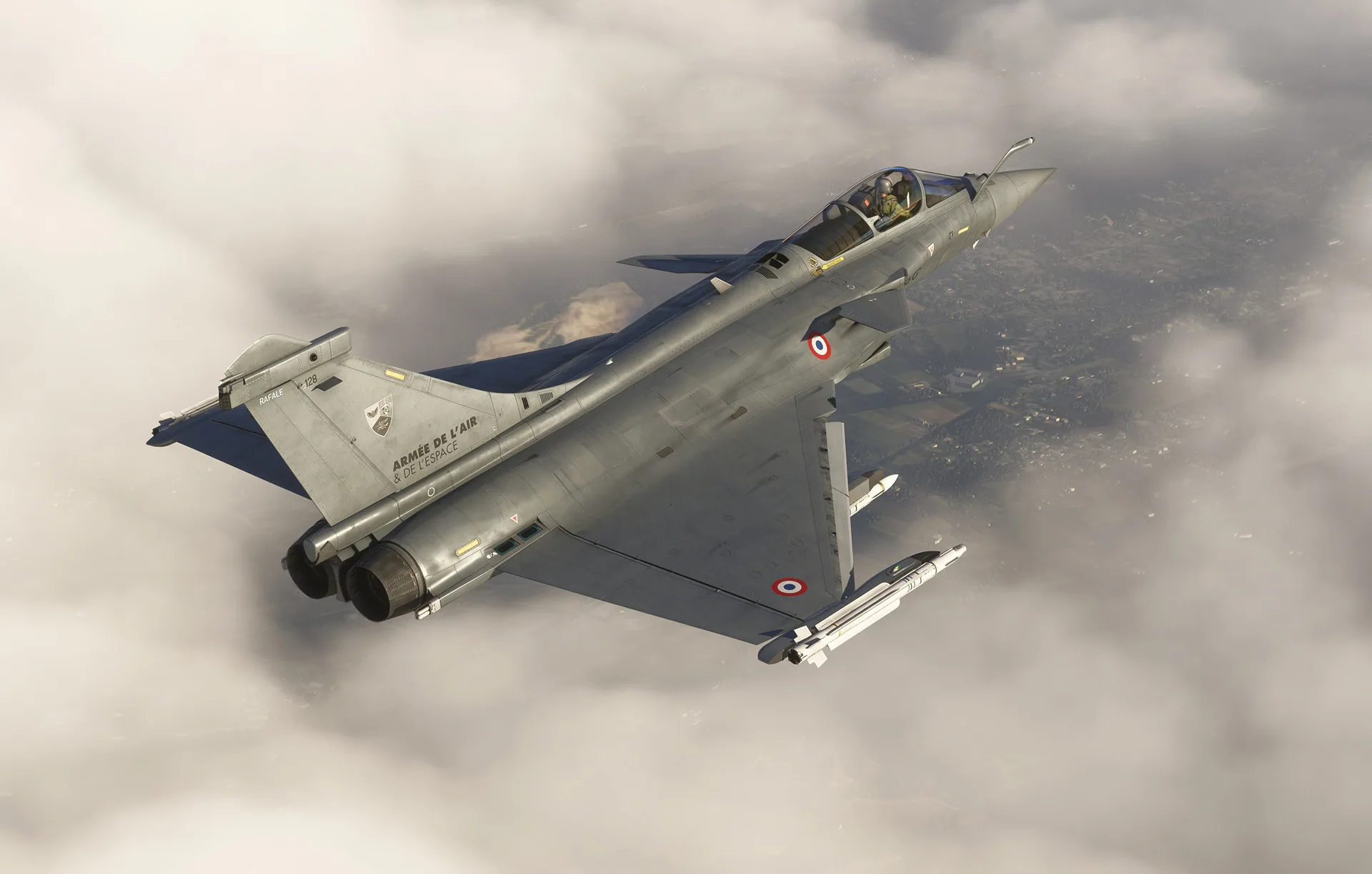 Rafale MSFS AzurPoly en vol dans Microsoft Flight Simulator 2024
