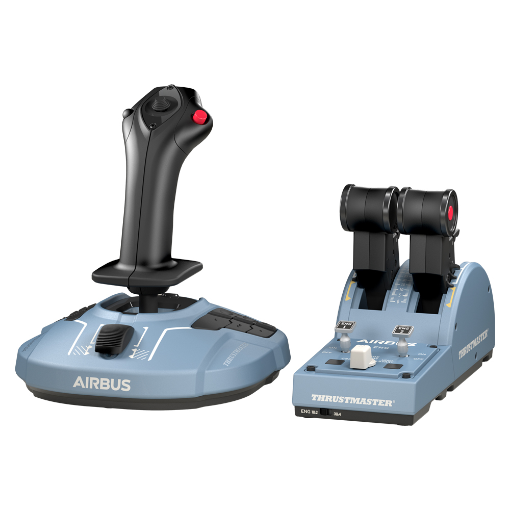 Thrustmaster TCA Officer Pack Airbus Edition, pack mini-manche plus manette des gaz Airbus pour PC